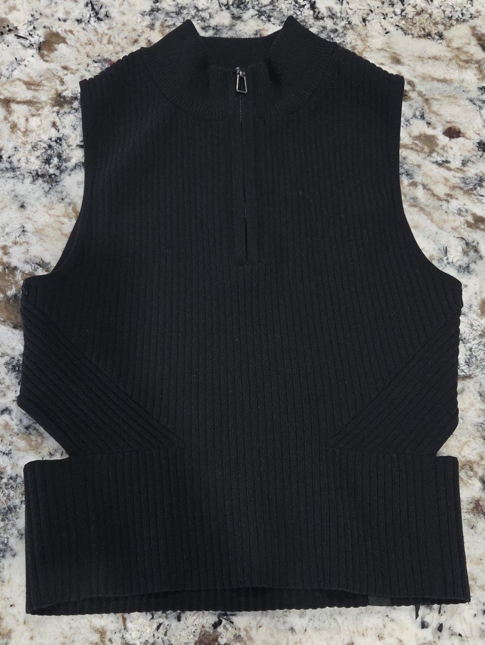 lululemon athletica Black Ribbed Sleeveless Half-Zip Tank